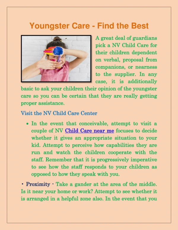 Youngster Care - Find the Best
