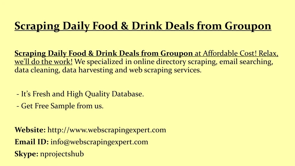 scraping daily food drink deals from groupon
