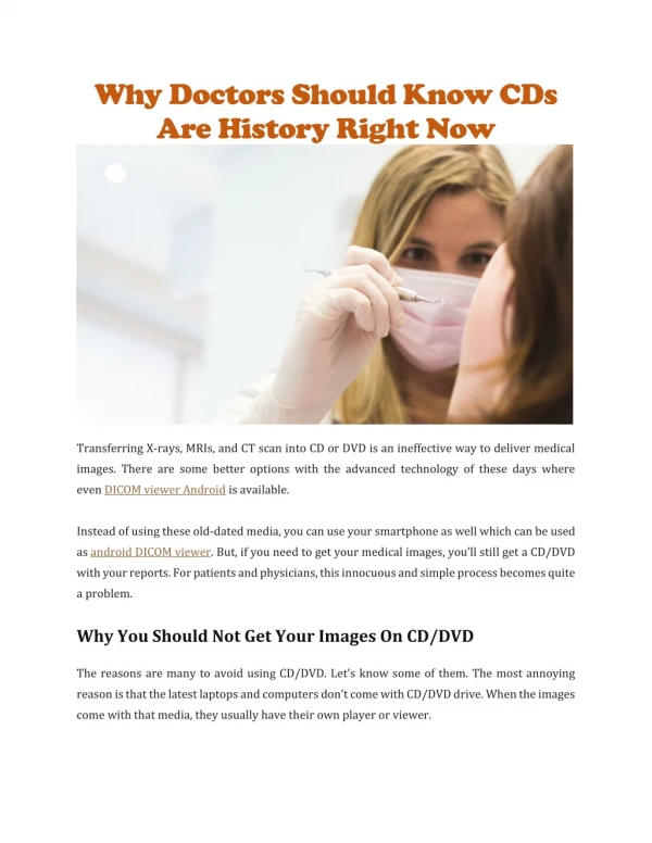 why doctors should know cds are history right now