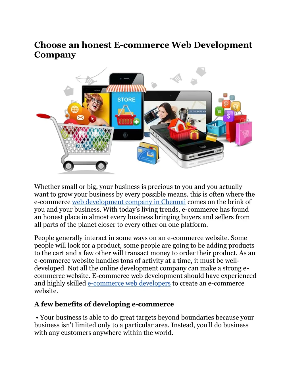 choose an honest e commerce web development