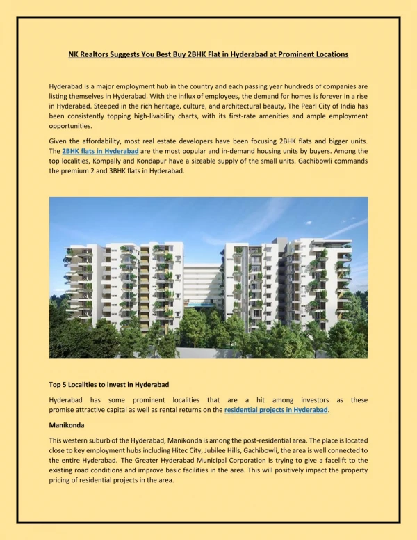 nk realtors suggests you best buy 2bhk flat