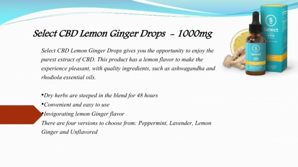 Select CBD Lemon Ginger Drops – 1000mg | Sunnyy