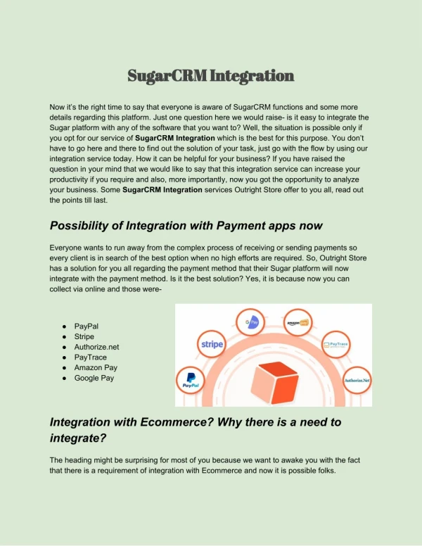 SugarCRM Integration