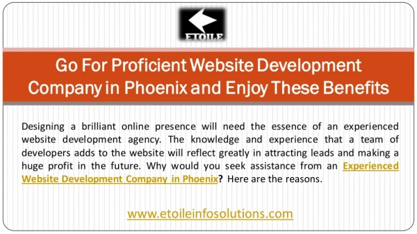 Go For Proficient Website Development Company in Phoenix and Enjoy These Benefits