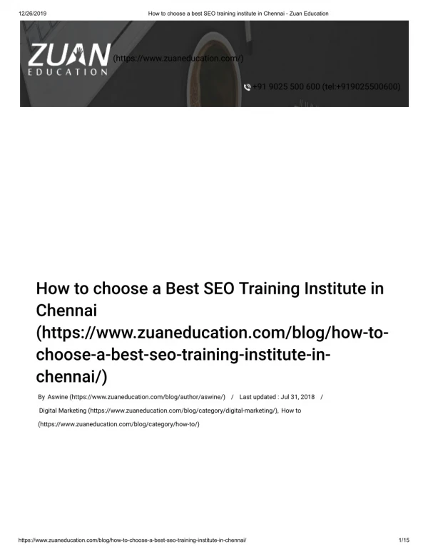 SEO Training in Chennai