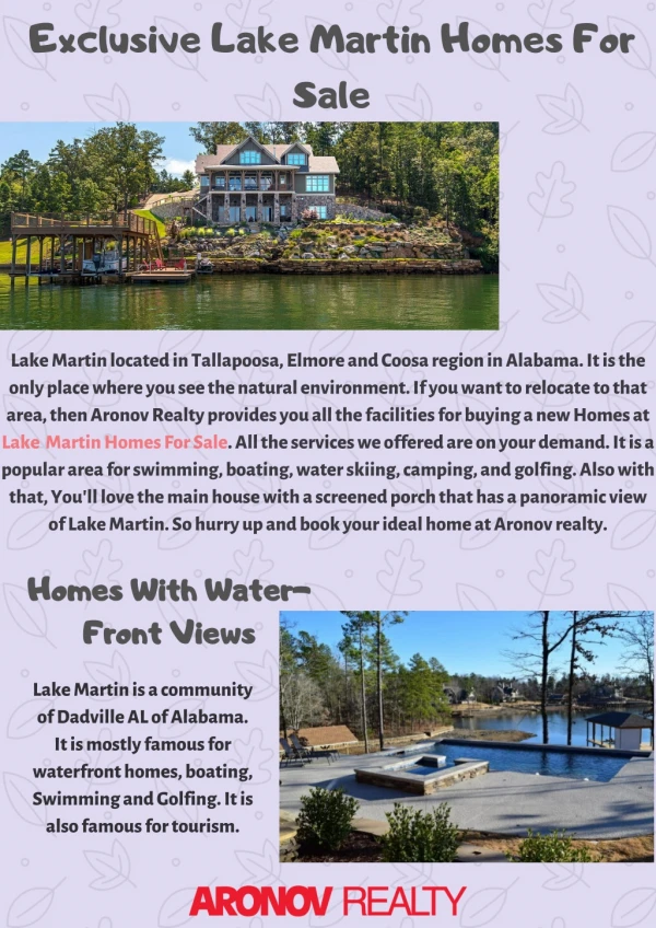 Exclusive Homes For Sale On Lake Martin