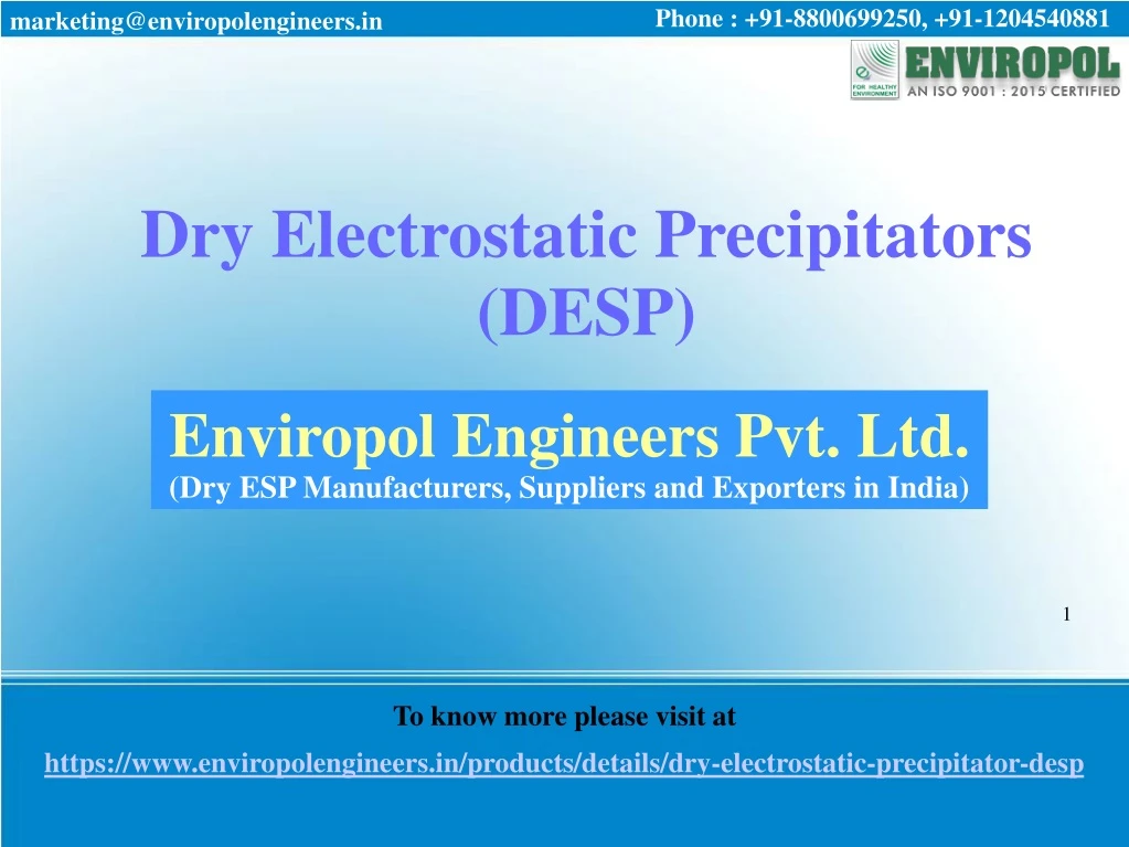 dry electrostatic precipitators desp