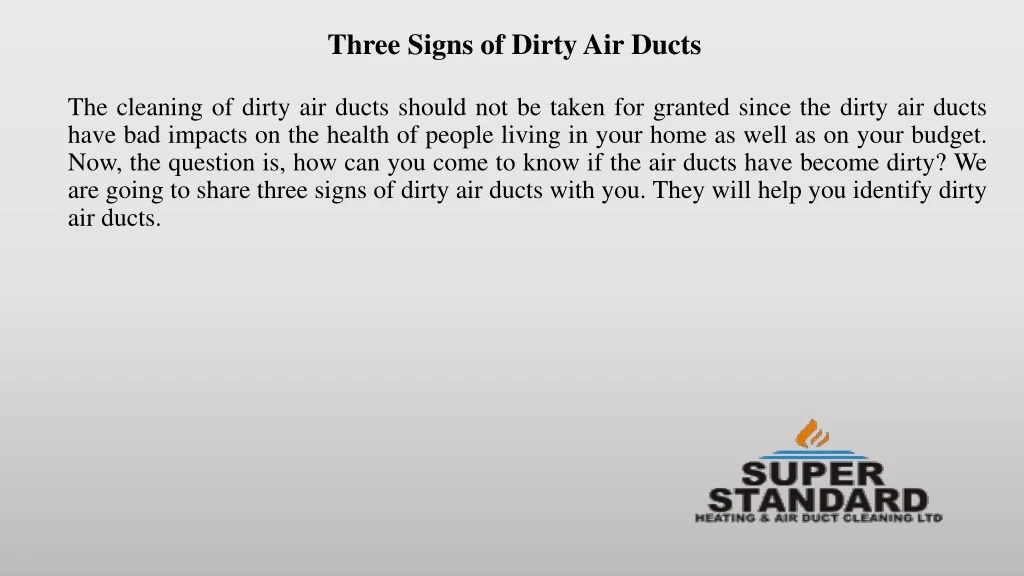 three signs of dirty air ducts