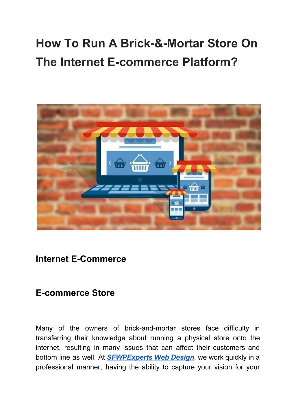 how to run a brick mortar store on the internet