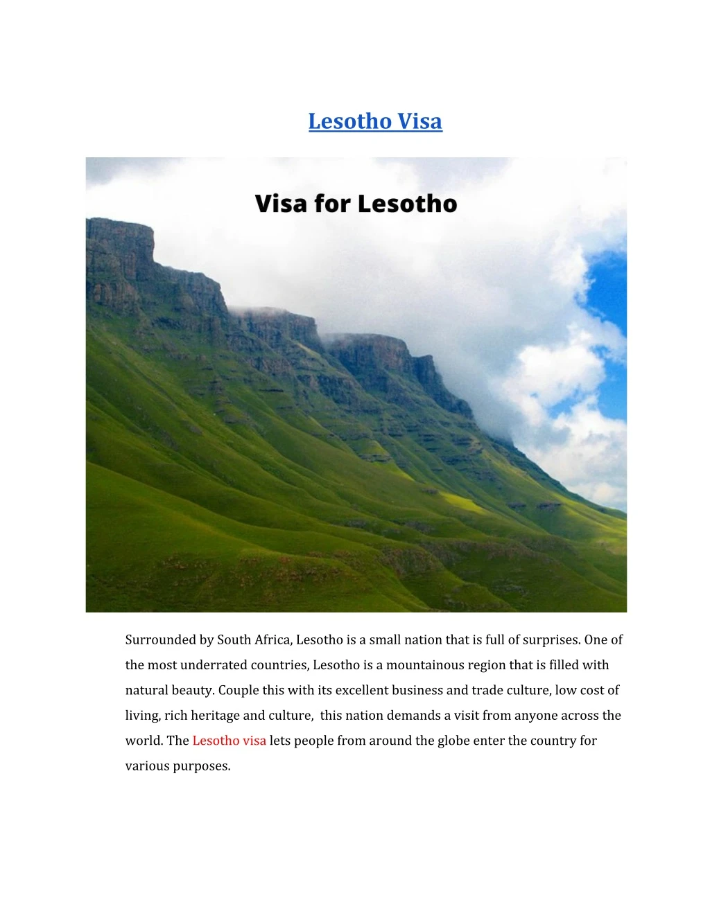 lesotho visa