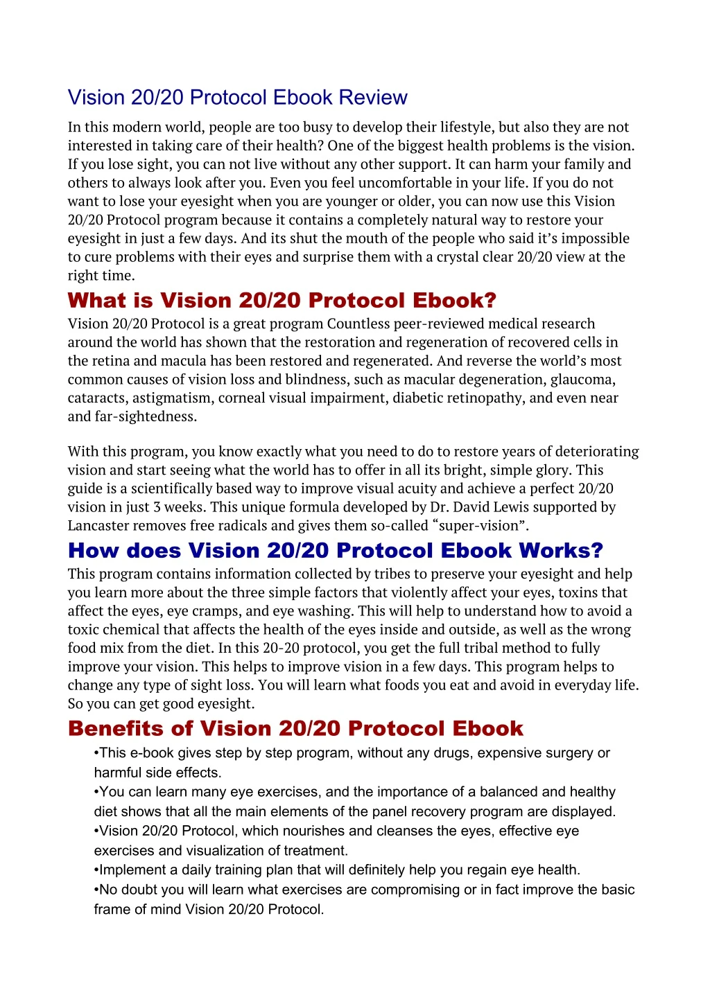 vision 20 20 protocol ebook review in this modern
