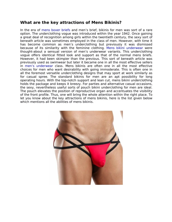 what are the key attractions of mens bikinis