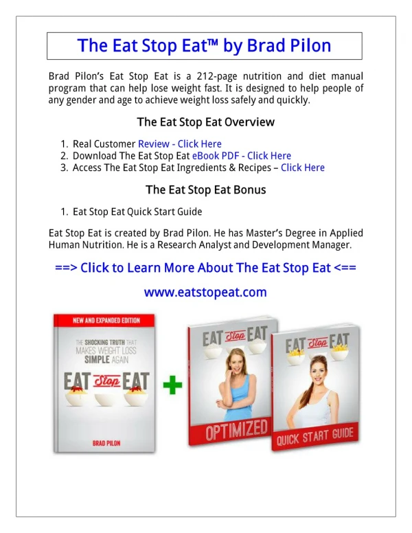 (PDF) Eat Stop Eat 5th Edition PDF Download: Brad Pilon Book