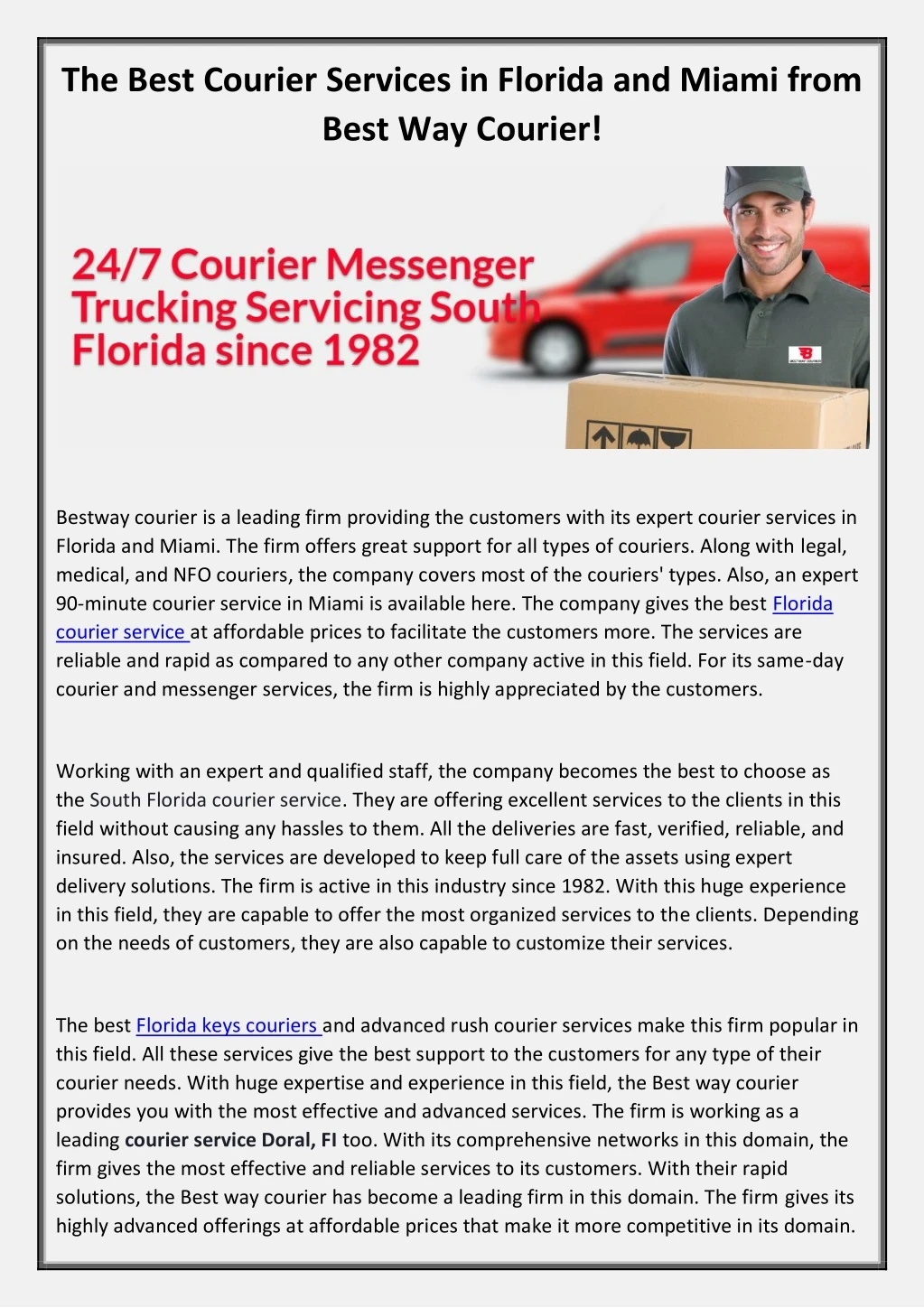 the best courier services in florida and miami