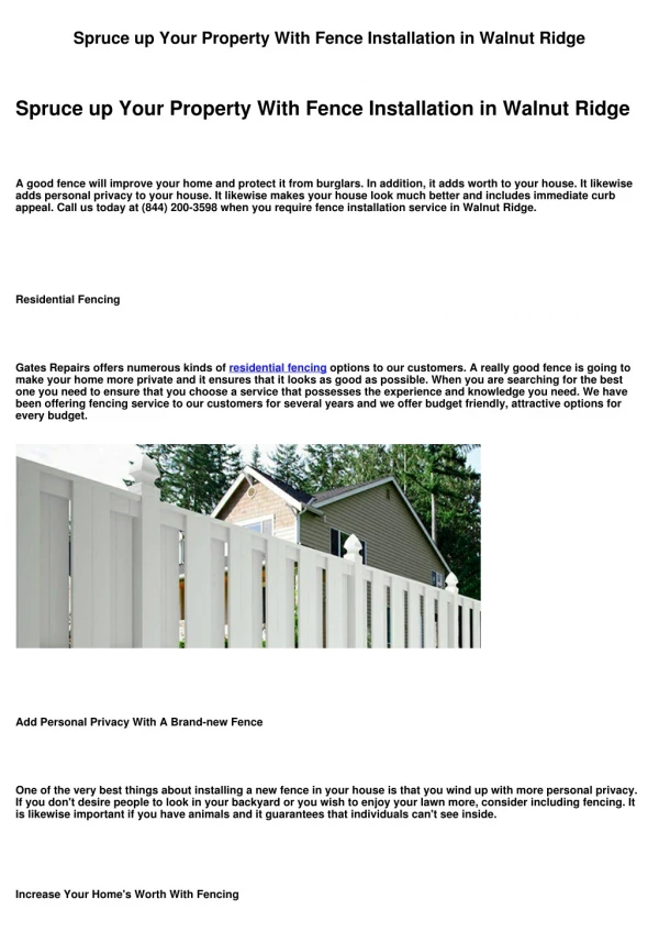 Improve Your Property With Fence Installation in Walnut Ridge