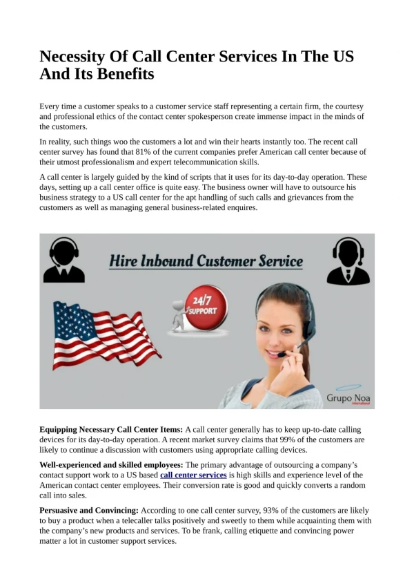 necessity of call center services