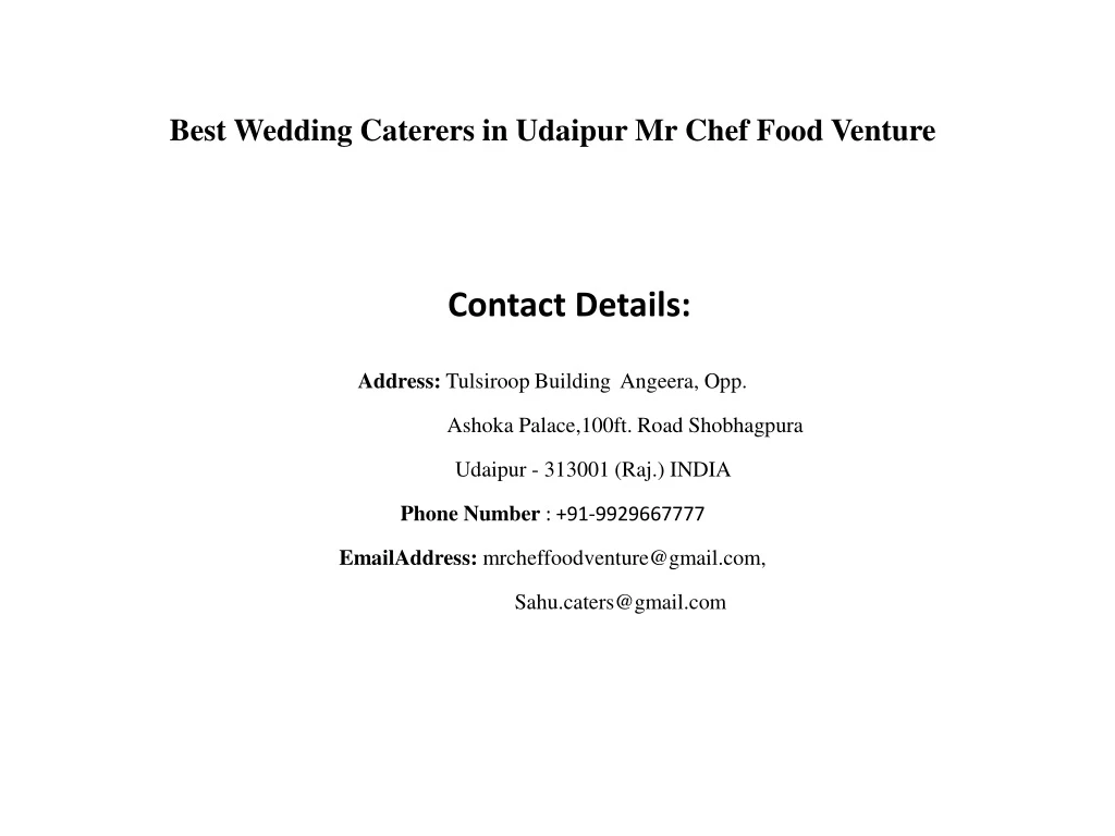 best wedding caterers in udaipur mr chef food venture contact details