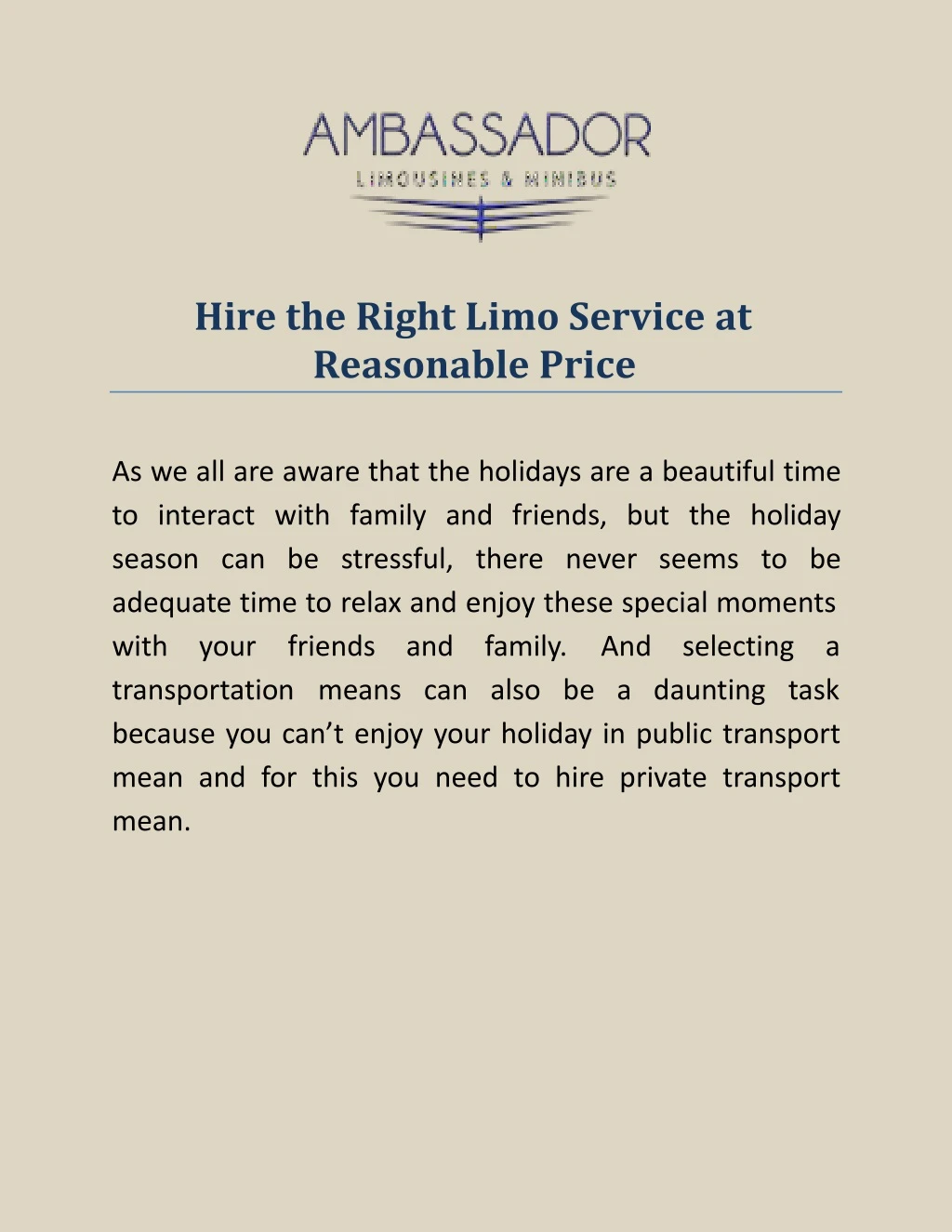 hire the right limo service at reasonable price