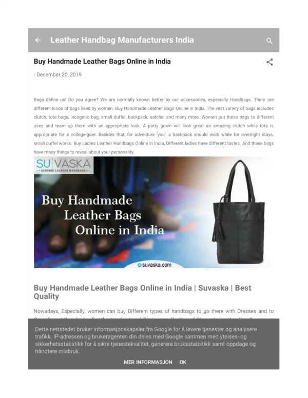 Buy Handmade Leather Bags Online in India