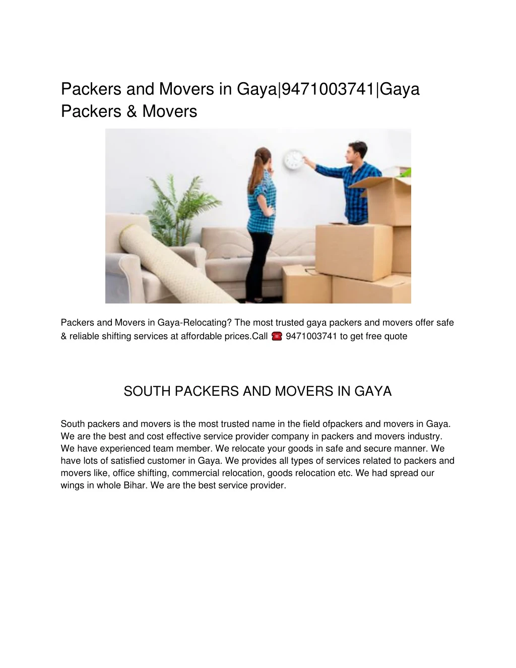 packers and movers in gaya 9471003741 gaya