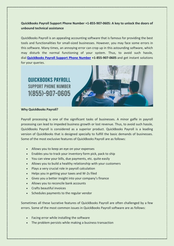 quickbooks payroll support phone number