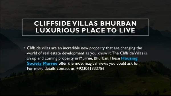 Cliffside Villas Bhurban | Luxury Place To Live