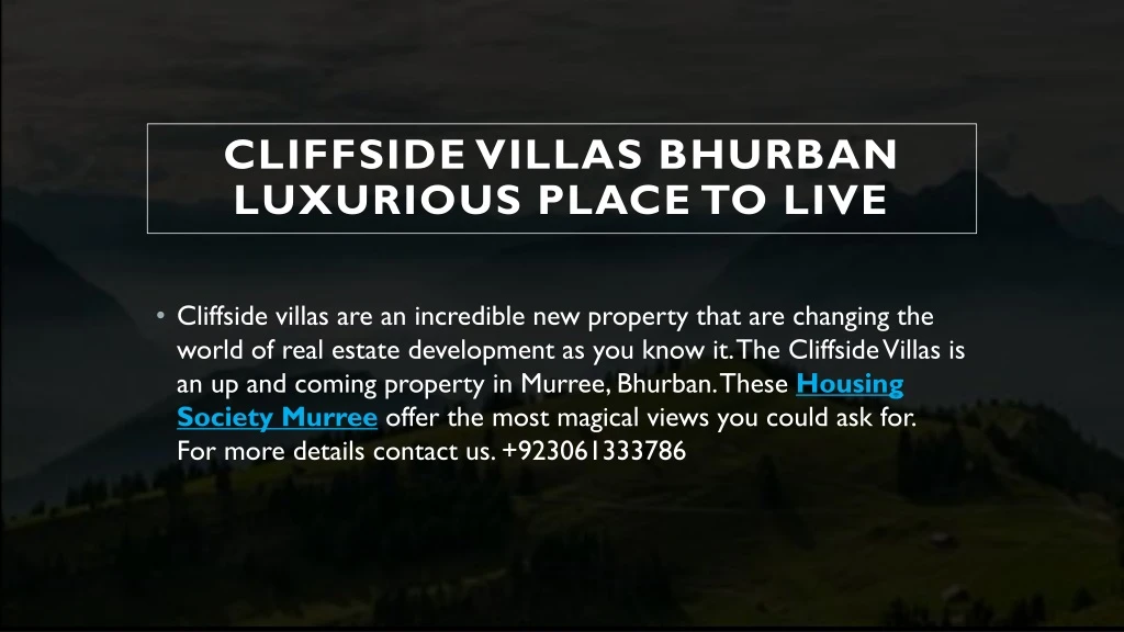 cliffside villas bhurban luxurious place to live