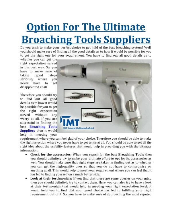 option for the ultimate broaching tools suppliers