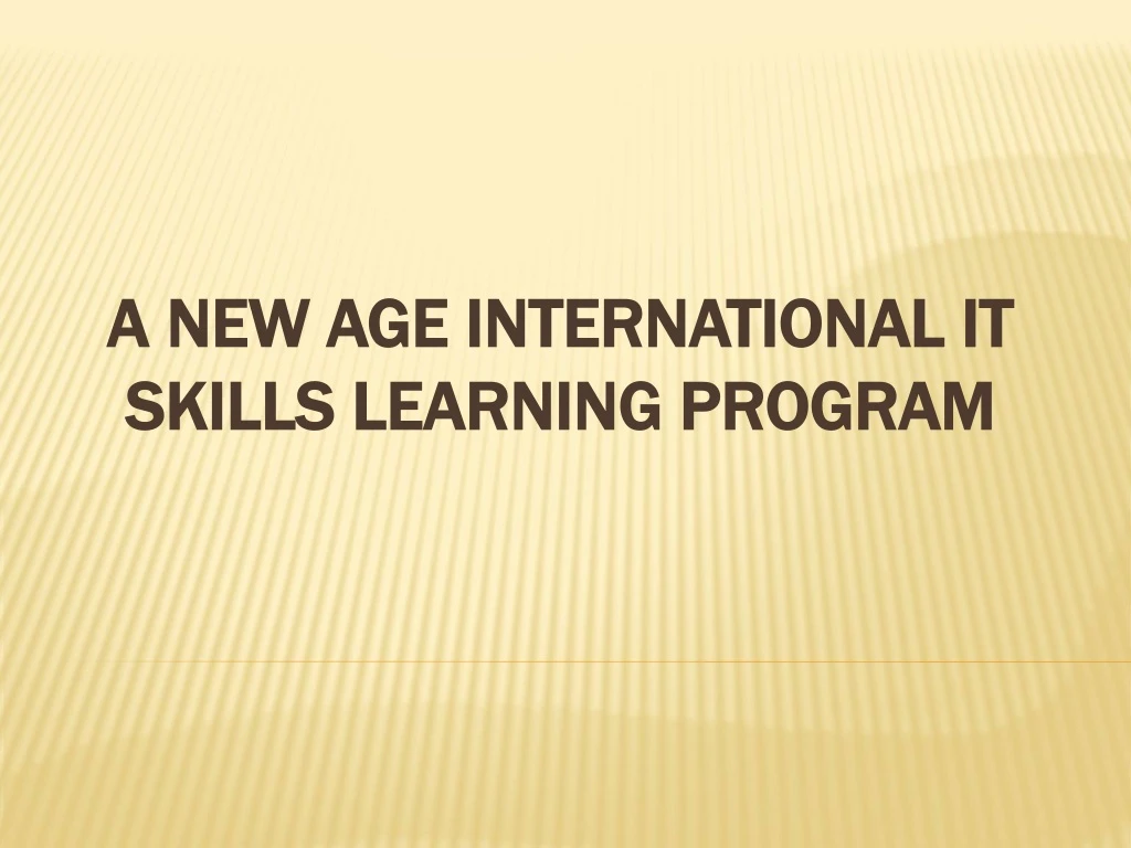 a new age international it skills learning program