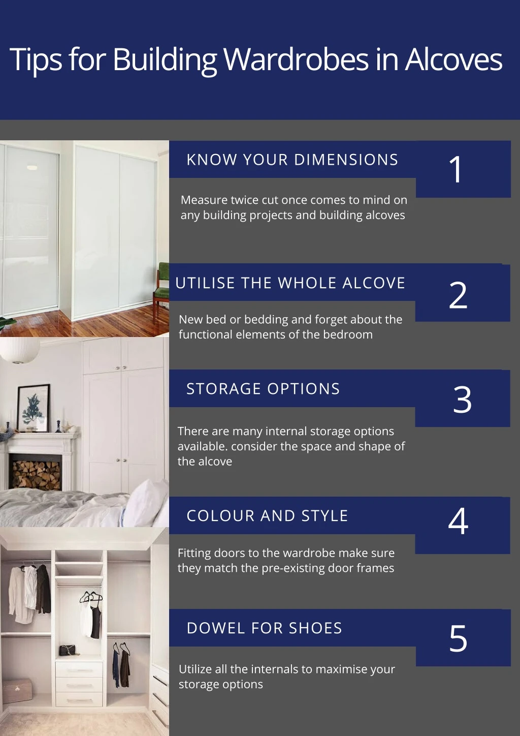 tips for building wardrobes in alcoves