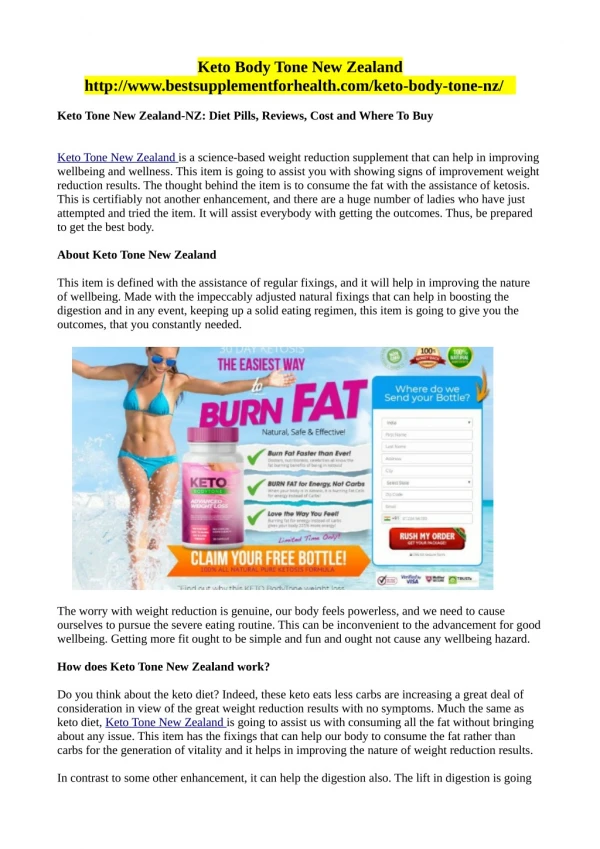 Where To Buy Keto Body Tone New Zealand ?