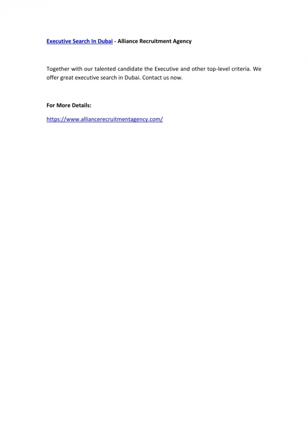 executive search in dubai alliance recruitment
