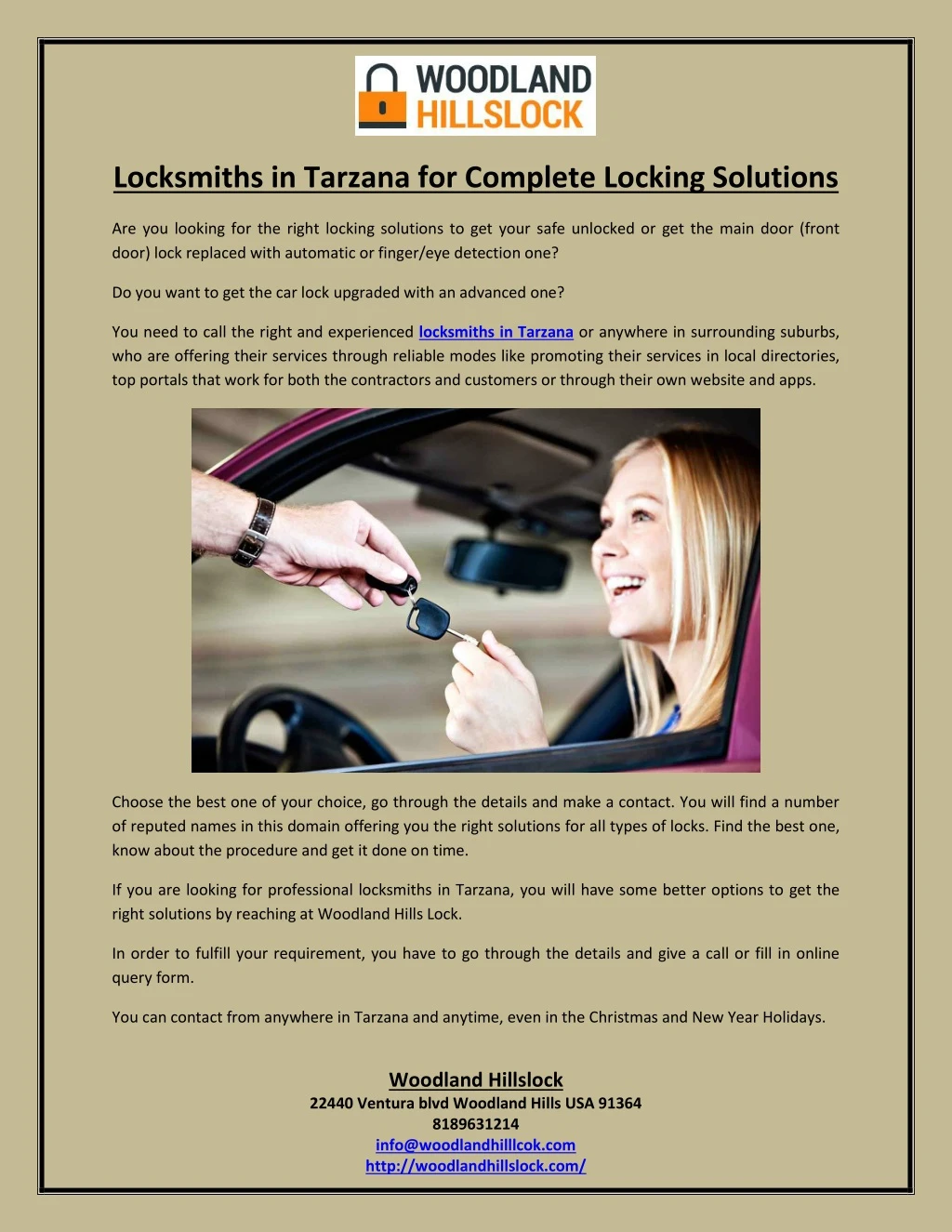 locksmiths in tarzana for complete locking
