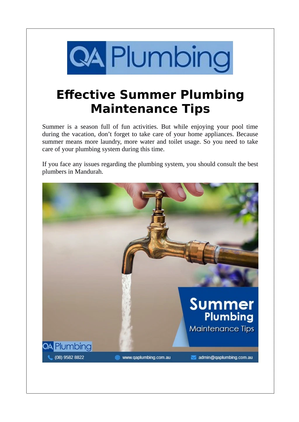 effective summer plumbing maintenance tips