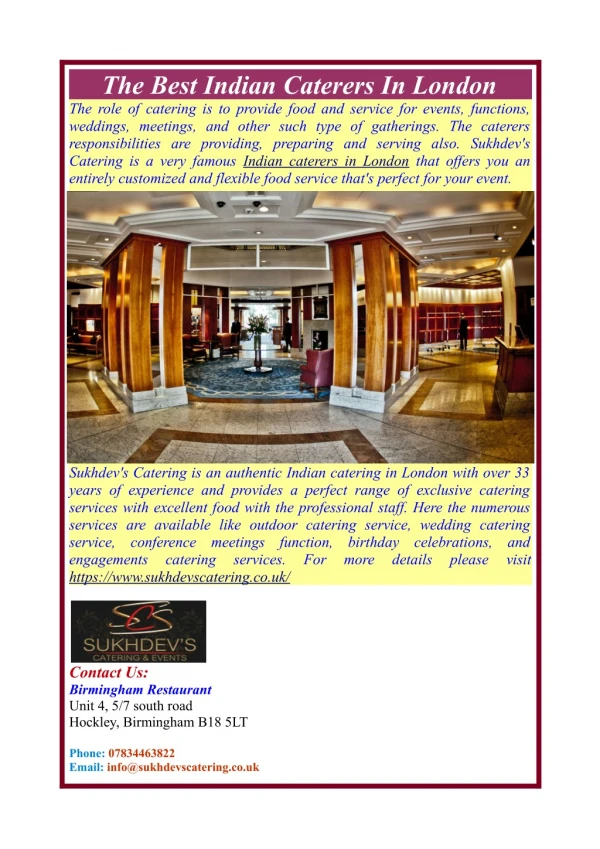 the best indian caterers in london the role