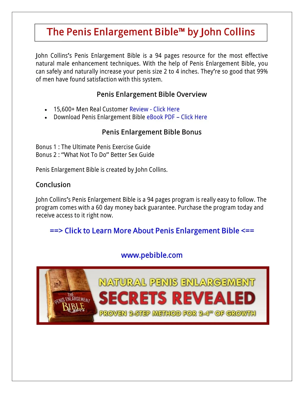the penis enlargement bible by john collins