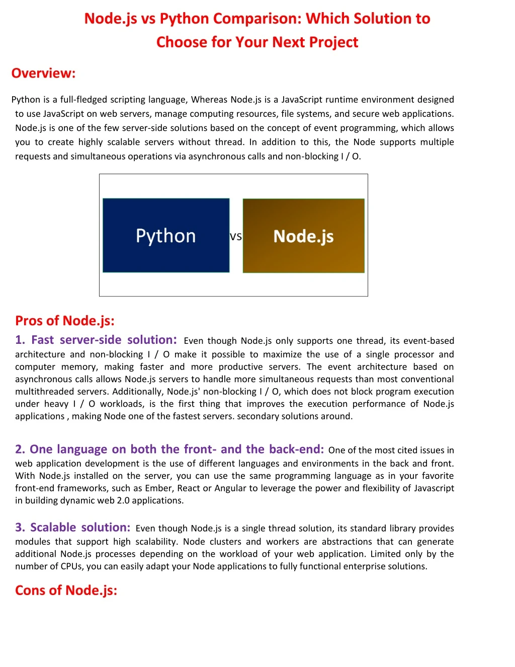 node js vs python comparison which solution