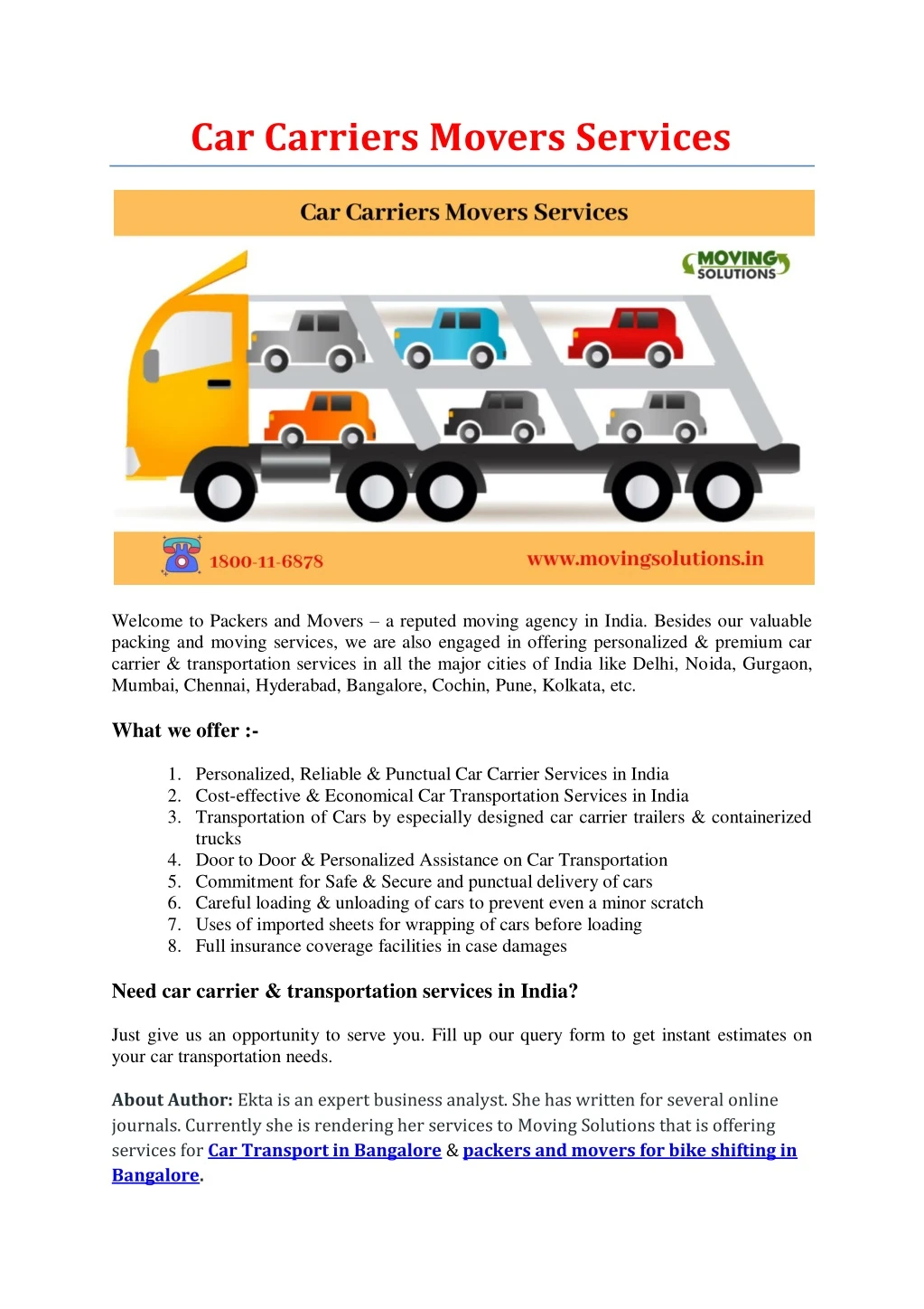 car carriers movers services