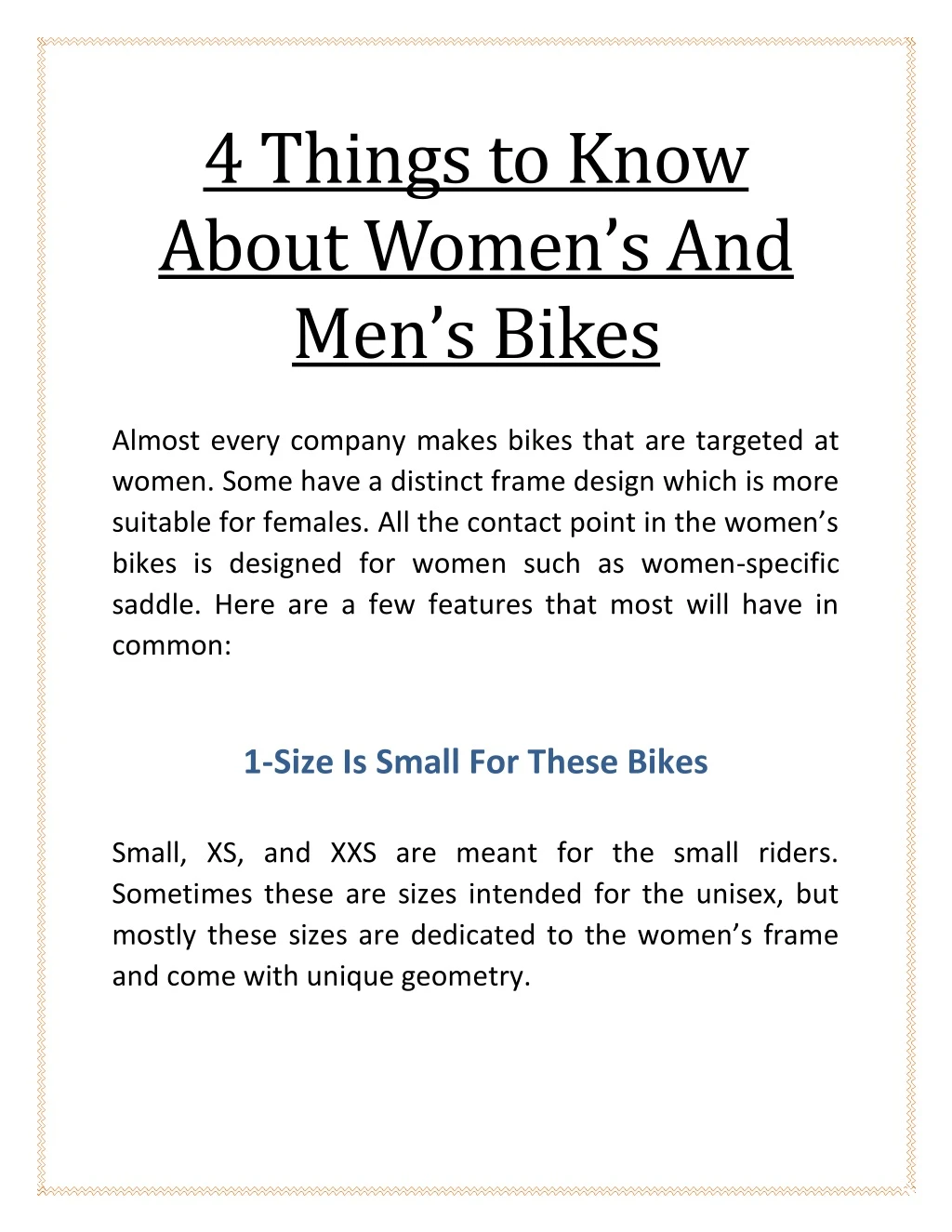 4 things to know about women s and men s bikes