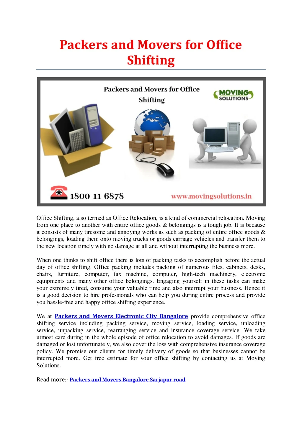 packers and movers for office shifting