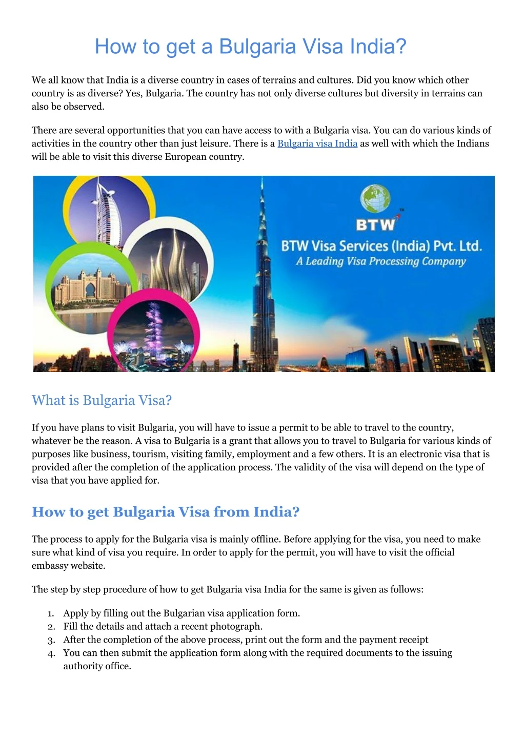 how to get a bulgaria visa india