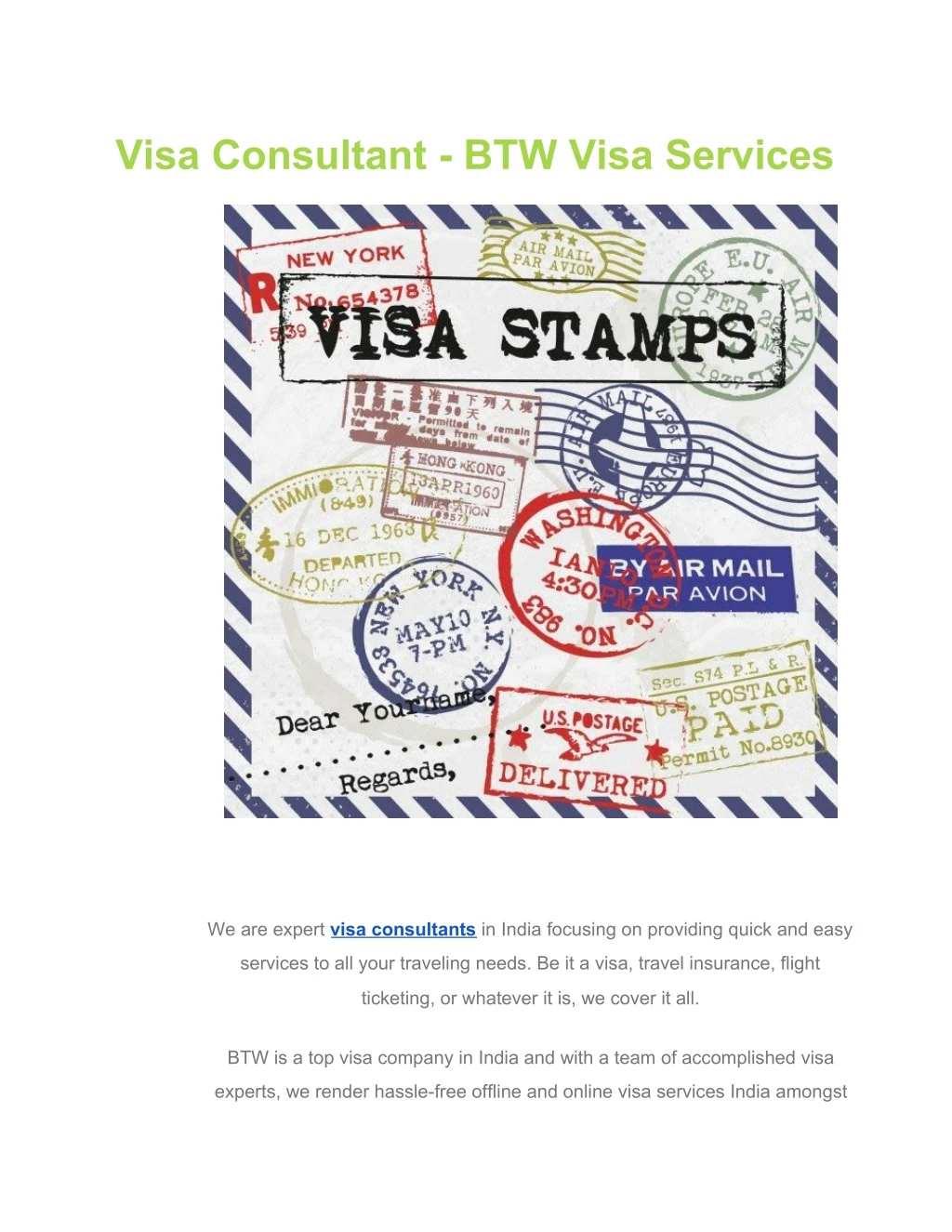visa consultant btw visa services