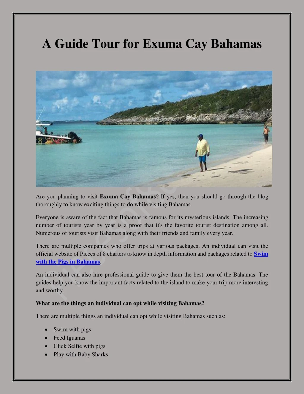 a guide tour for exuma cay bahamas