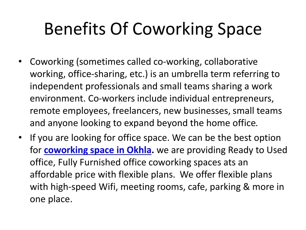 benefits of coworking space