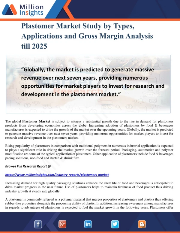 plastomer market study by types applications