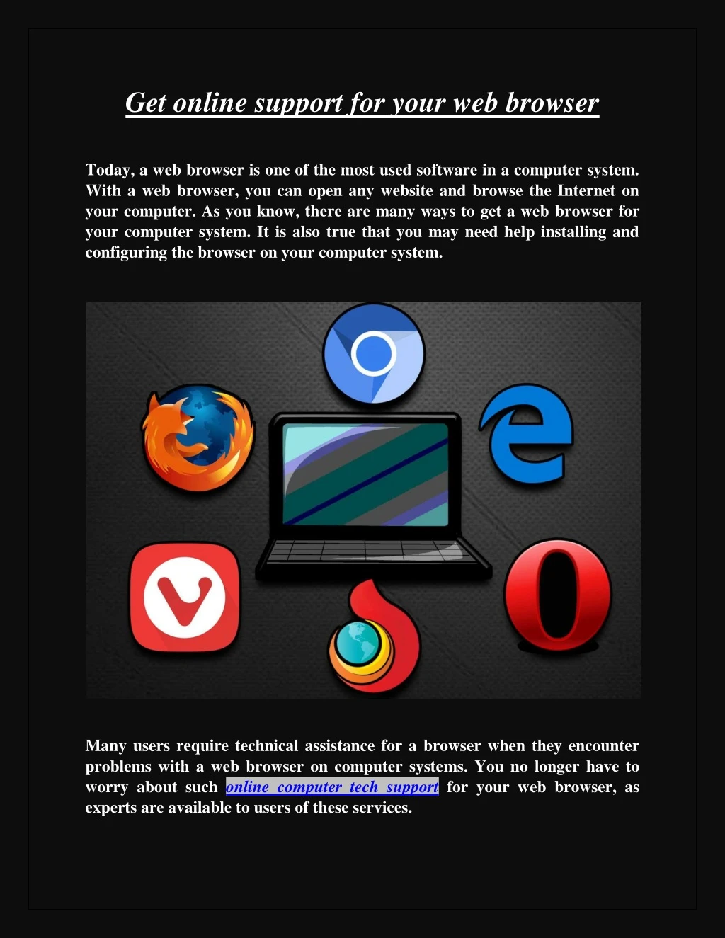 get online support for your web browser