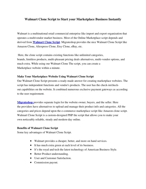 walmart clone script to start your marketplace