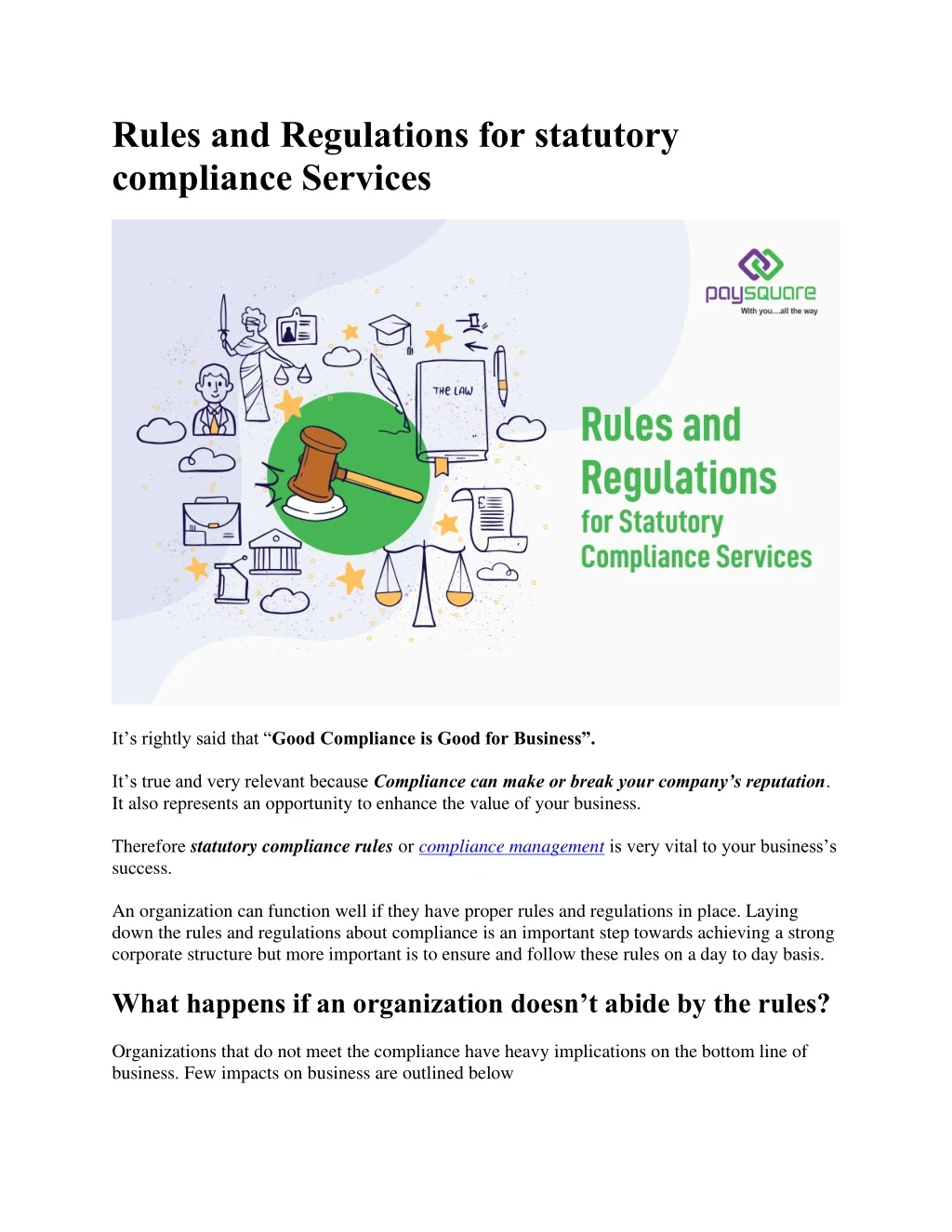 rules and regulations for statutory compliance