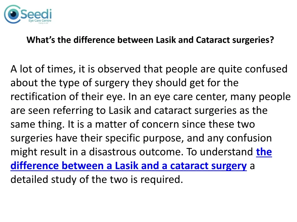 w hat s the difference between lasik and cataract