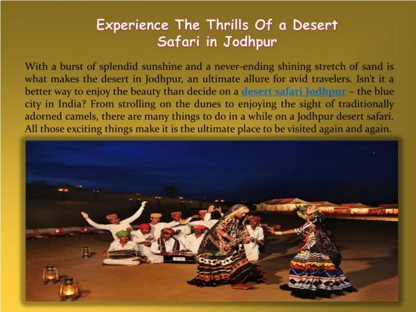 Experience The Thrills Of a Desert Safari in Jodhpur
